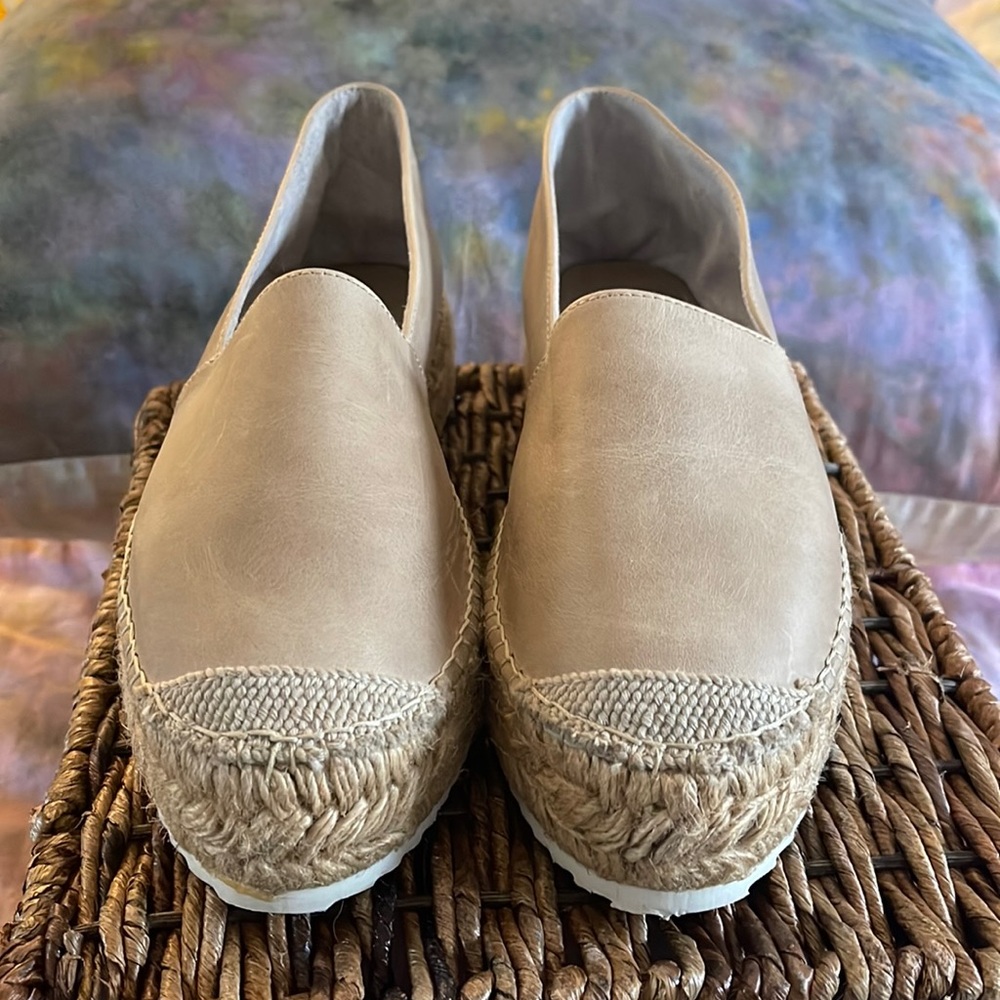 Tan Espadrilles with Jute Sole and Slip-On Design
